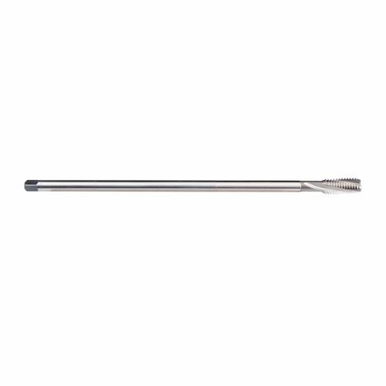 Emuge C2461000.0118 Rekord 2D-STEEL/E-LS C2461000 Extra Length Form E Reduced Shank Slow Spiral Flute Tap, Right Hand Cutting, M18x2.5 Thread, 1.5-2 Bottoming Plug Chamfer, 3 Flutes, Bright, HSS-E