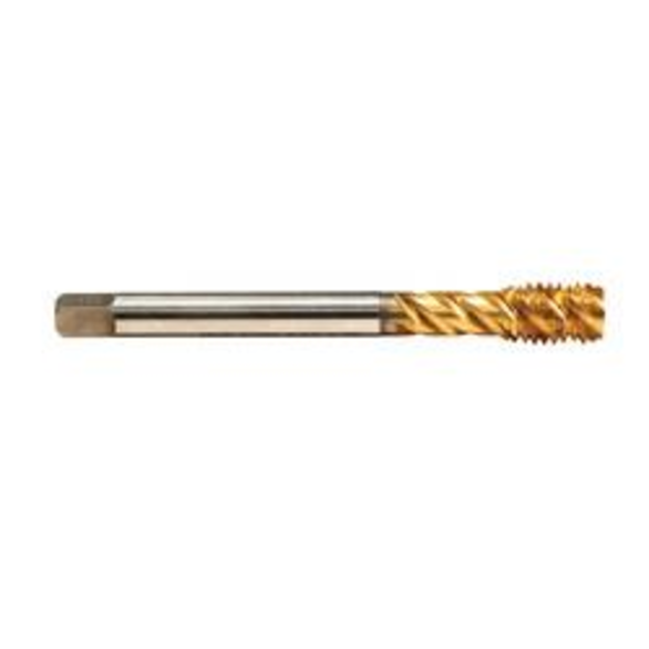 Emuge CW553700.5016 Enorm 2-SPEED IKZ CW553700 Form C Reduced Shank Spiral Flute Tap, Right Hand Cutting, 3/4-10 Thread, Modified Bottoming Chamfer, Right Hand Flute Direction, 4 Flutes, TiN Coated, HSS-E