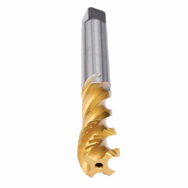 Emuge C3650F01.0331 Enorm 2-Z-SPEED X-IKZ-PM C3650F01 Form C Fast Reduced Shank Spiral Flute Tap, Right Hand Cutting, M14x1.5 Thread, 2-3 Modified Bottoming Plug Chamfer, Right Hand Flute Direction, 5 Flutes, TiN 60 Coated, HSS-E-PM