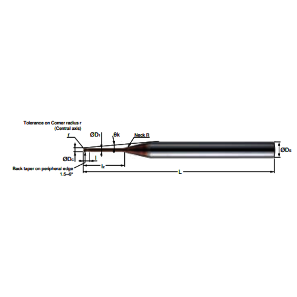 Mitsubishi EPDRE2008-8-005-ATH 2 Flute, 0.0500 in, ATH, Corner Radius & Corner Chamfer End Mill