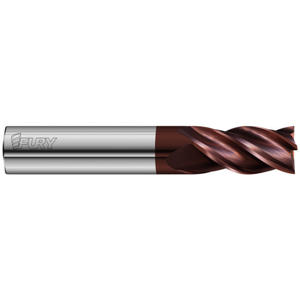 Fullerton Tool 35190 Square End Mill 0.5In Milling Dia, 1.25In LOC, 3In OAL, 4 Flutes, Carbide