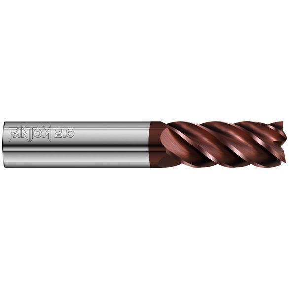 Fullerton Tool 37544 Square End Mill 0.25In Milling Dia, 0.75In LOC, 2.5In OAL, 5 Flutes, Carbide