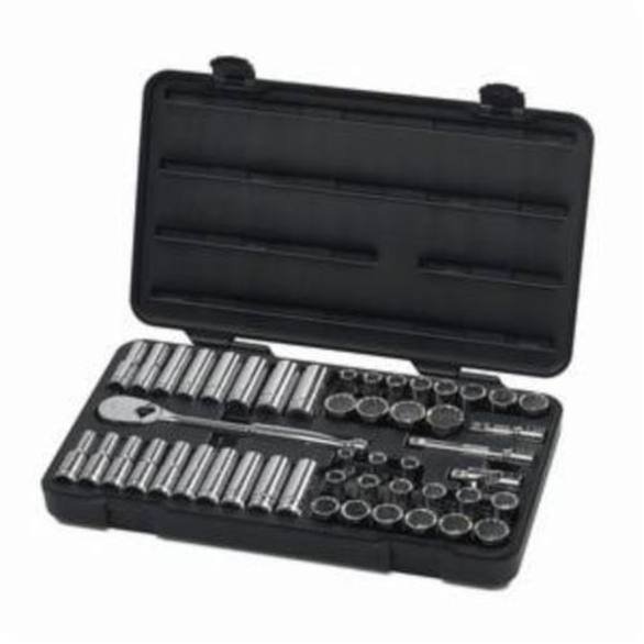 GearWrench 80701 Socket Set, Imperial/Metric, 49 Pieces, 1/2 in Drive, 12 Point, Full Polished Chrome Plated