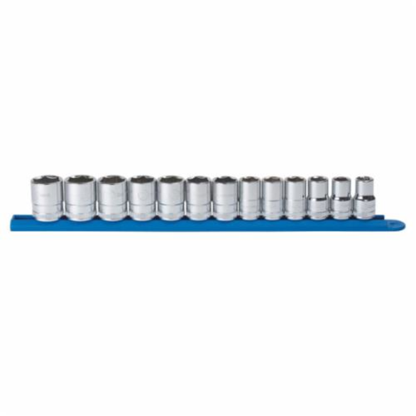GearWrench 80702 Standard Length Socket Set, Metric, 13 Pieces, 1/2 in Drive, 6 Point, Full Polished Chrome Plated