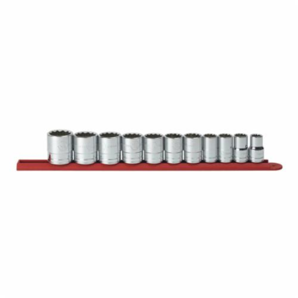 GearWrench 80711 Standard Length Socket Set, Imperial, 11 Pieces, 1/2 in Drive, 12 Point, Full Polished Chrome Plated