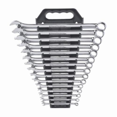 GearWrench 81901 SAE Long Length Combination Wrench Set, 12 Pieces, Alloy Steel, Full Polished Chrome Plated