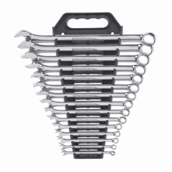 GearWrench 81901 SAE Long Length Combination Wrench Set, 12 Pieces, Alloy Steel, Full Polished Chrome Plated