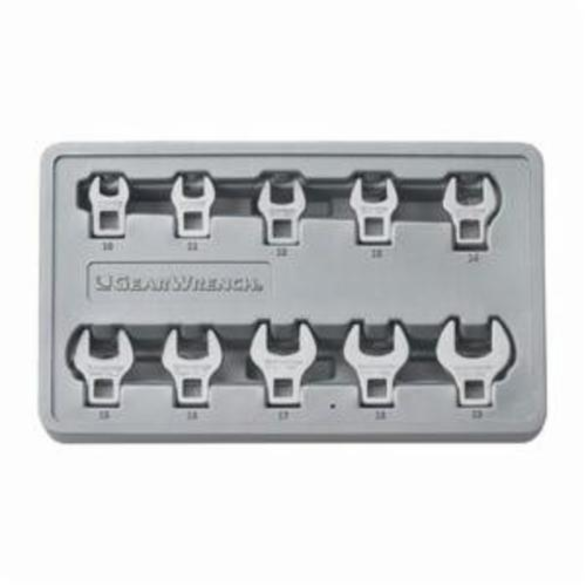 GearWrench 81909 Metric Non-Ratcheting Crowfoot Wrench Set, 10 Pieces, Alloy Chromium-Vanadium Steel