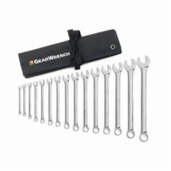GearWrench 81918 SAE Long Length Non-Ratcheting Combination Wrench Set, 15 Pieces
