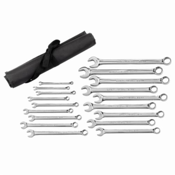 GearWrench 81920 Metric Long Length Non-Ratcheting Open End Wrench Set, 18 Pieces, Full Polished Chrome Plated