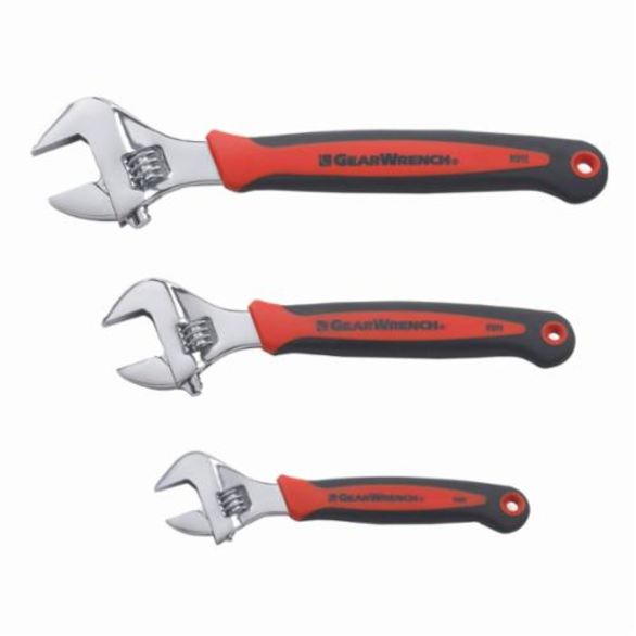 GearWrench 81990 Cushion Grip SAE/Metric Adjustable Wrench Set, 3 Pieces, Full Polished Nickel Chrome
