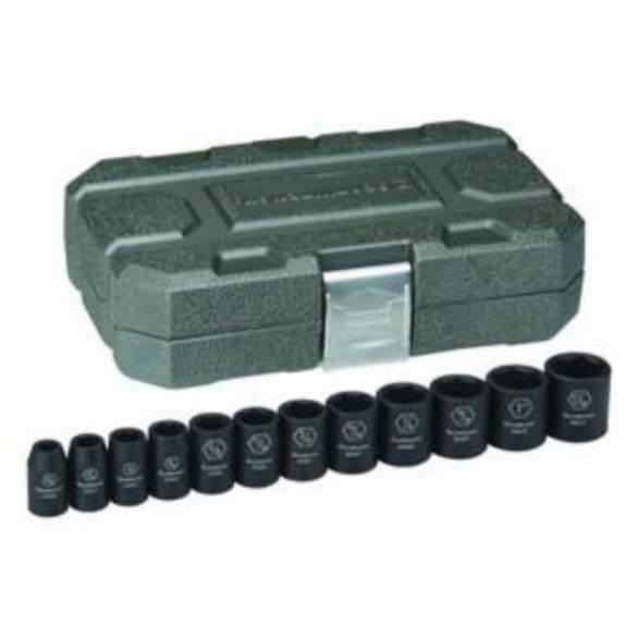 GearWrench 84931N SAE Standard Length Impact Socket Set, 12 Pieces, 1/2 in Drive, 6 Point, Manganese Phosphate