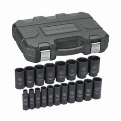 GearWrench 84934N SAE Deep Length Impact Socket Set, 19 Pieces, 1/2 in Drive, 6 Point, Chrome Molybdenum Alloy Steel