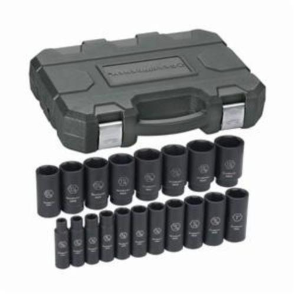 GearWrench 84934N SAE Deep Length Impact Socket Set, 19 Pieces, 1/2 in Drive, 6 Point, Chrome Molybdenum Alloy Steel