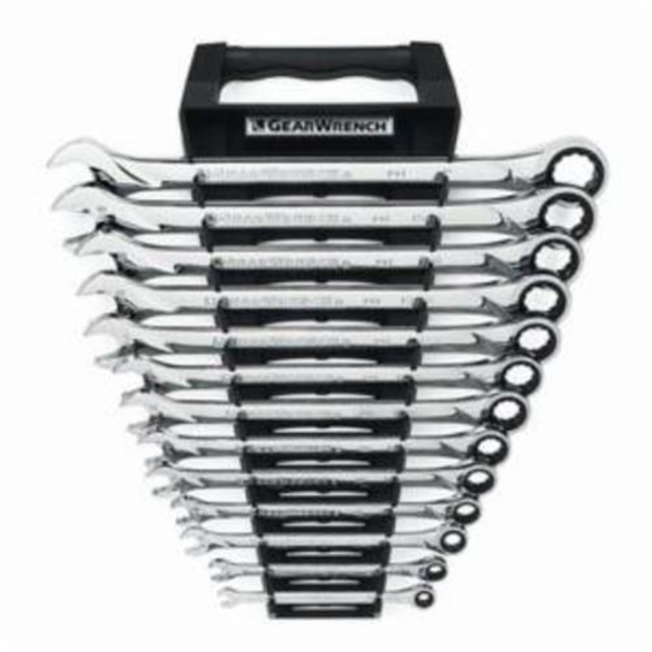 GearWrench 85199 SAE Ratcheting Combination Wrench Set, 13 Pieces, Steel, Full Polished Chrome Plated
