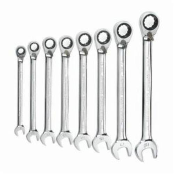 GearWrench 9543 Metric Regular Length Reversible Combination Ratcheting Wrench Set, 8 Pieces, Steel