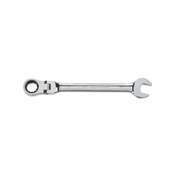 GearWrench 9707 Flexible Head Regular Length Ratcheting Combination Wrench, 7/16 in, 12 Points, 6.504 in OAL