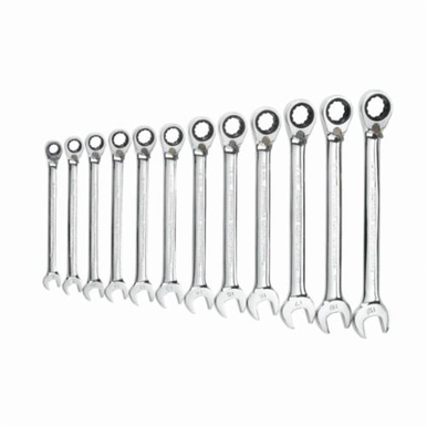 GearWrench 9620N Metric Regular Length Reversible Combination Wrench Set, 12 Pieces, Full Polished Chrome Plated
