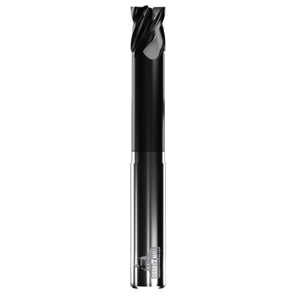 Gorilla Mill Gmnr14F40.750 Corner Radius End Mill 0.25in Milling Dia, 0.375in LOC, 3in OAL, 4 Flutes, Carbide