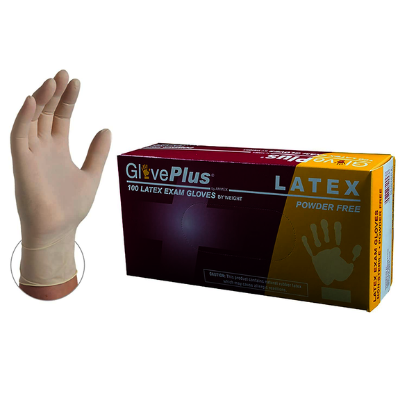 AMMEX GlovePlus Medical White Latex Gloves, Case of 1000, 4 mil, Size XLarge, Powder Free, Textured, Disposable, Non-Sterile, GPPFT48100