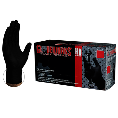 AMMEX Gloveworks HD Industrial Black Nitrile Gloves with Diamond Texture Grip, Case of 1000, 6 mil, Size XXLarge, Latex Free, Powder Free, Textured, Disposable, GWBN49100
