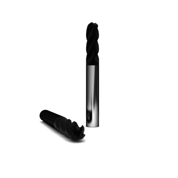 HARRIER 504159 1/8 in Mill Dia, 1/4 in LOC, 1-1/2 in OAL, 4 Flutes, Carbide, CR-MAX, Ball End Mill