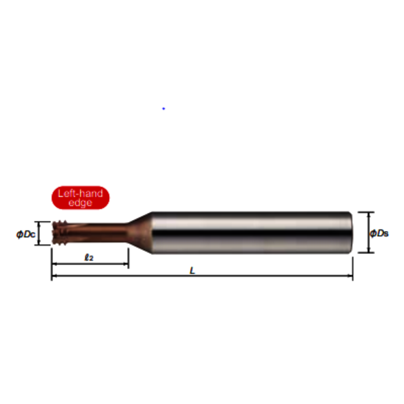 Mitsubishi 62020978 3/8-16 UNC Thread Size, 4 Flute, Carbide, Helical Flute Thread Mill
