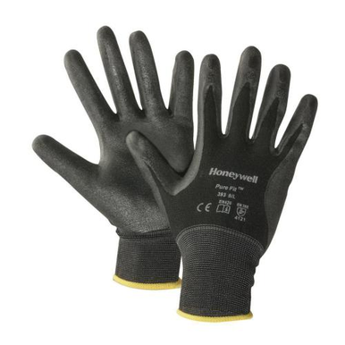 Honeywell 393-S General Purpose Gloves, Coated, S, Foam Nitrile Palm, 13 ga Nylon, Black, Knit Wrist Cuff, Foam Nitrile Coating, Resists: Abrasion, Fats, Grease, Oil and Solvent, Nylon Lining