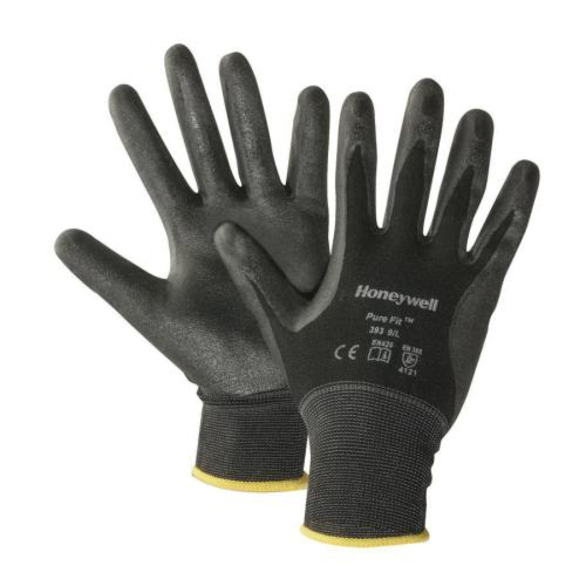 Honeywell 393-S General Purpose Gloves, Coated, S, Foam Nitrile Palm, 13 ga Nylon, Black, Knit Wrist Cuff, Foam Nitrile Coating, Resists: Abrasion, Fats, Grease, Oil and Solvent, Nylon Lining