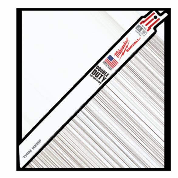 Milwaukee® SAWZALL® Double Duty Straight Back Thin Kerf Reciprocating Saw Blade, 9 in L x 3/4 in W, 18 TPI