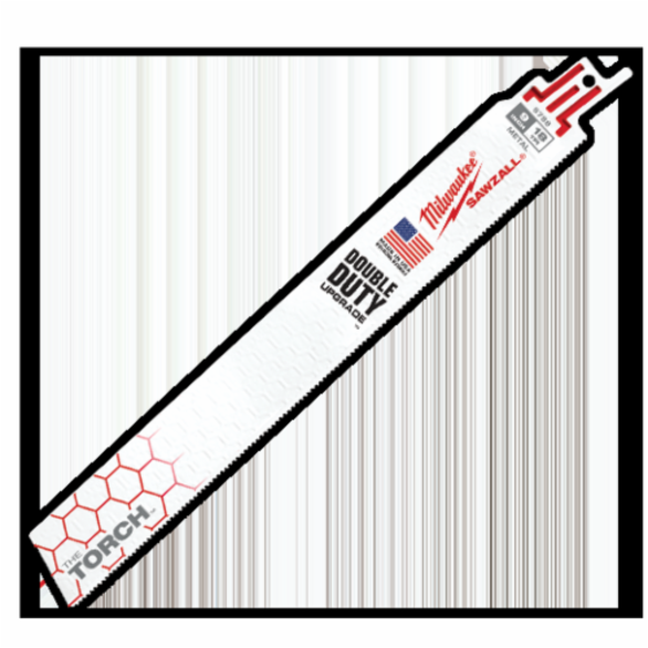 Milwaukee® SAWZALL® The Torch™ Straight Back Reciprocating Saw Blade, 9 in L x 1 in W, 18 TPI, Bi-Metal Body