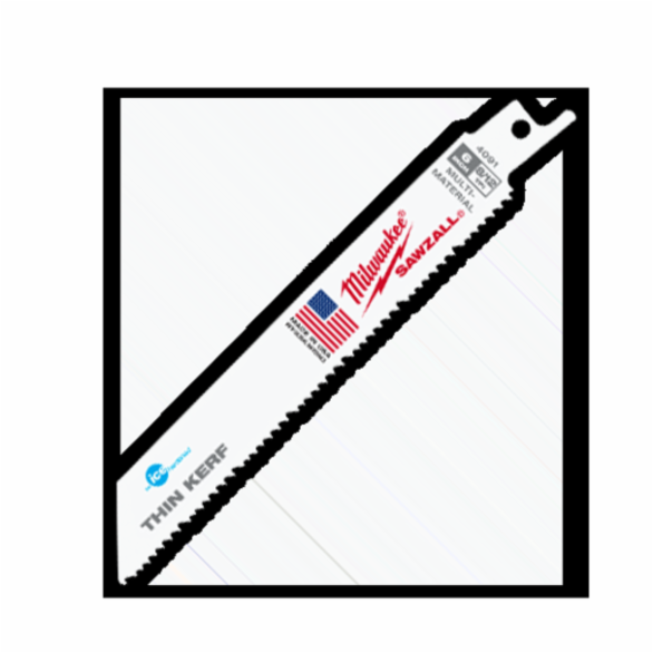 Milwaukee® Ice Hardened™ SAWZALL® General Purpose Thin Kerf Reciprocating Saw Blade, 6 in L x 3/4 in W, 8/12 TPI