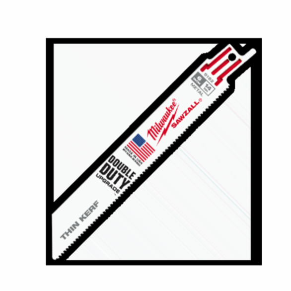 Milwaukee® SAWZALL® Double Duty Straight Back Thin Kerf Reciprocating Saw Blade, 6 in L x 3/4 in W, 14 TPI