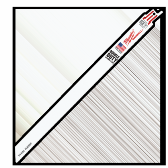 Milwaukee® SAWZALL® Double Duty Thin Kerf Reciprocating Saw Blade, 12 in L x 3/4 in W, 18 TPI, Bi-Metal Body