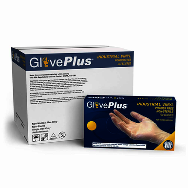 AMMEX GlovePlus Industrial Clear Vinyl Gloves, Case of 1000, 4 mil, Size Large, Latex Free, Powder Free, Food Safe, Disposable, Non-Sterile, IVPF46100