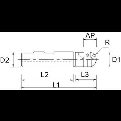 Kennametal 1191278 0.7874 in Cut Dia, 25.00 mm Shank Dia, 4.9213 in OAL, Indexable Ball Nose End Mill