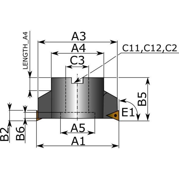 Kennametal 1592607 0.7500 in Cut Dia, .500 in Max Depth, Indexable Square-Shoulder End Mill