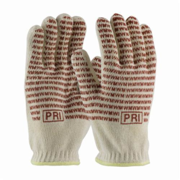 PIP® Kut-Gard® 43-502L Double Layer Hot Mill Gloves, L, Cotton, Red/White/Yellow, Unlined Lining, Slip-On/Open Cuff, Nitrile Coating, 10 in L