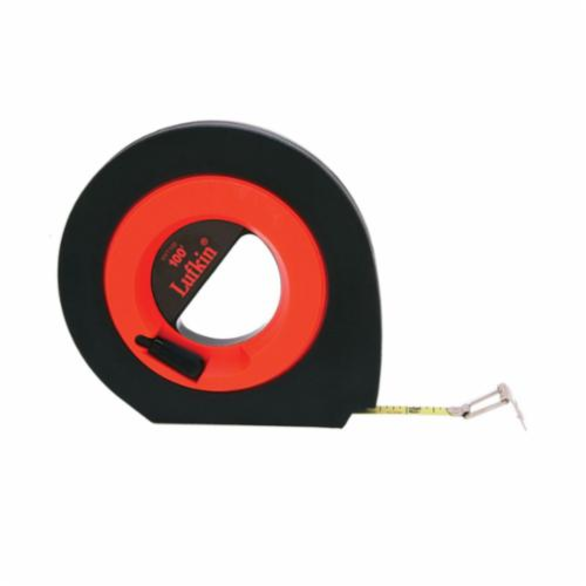 Lufkin HYT100 High Visibility Tape Measure, 3/8 in W x 100 ft L Blade, Steel, Imperial, 1/8ths