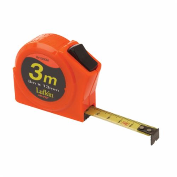 Lufkin PHV1023CM High Visibility Tape Measure, 13 mm W x 3 m L Blade, Steel, Metric