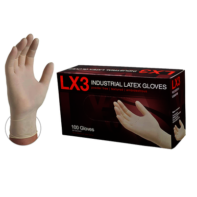 AMMEX LX3 Industrial White Latex Gloves, Case of 1000, 3 mil, Size XLarge, Powder Free, Textured, Disposable, Non-Sterile, LX348100