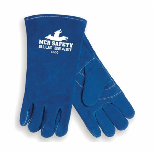 MCR Safety 4600 Protective Gloves, XL, Leather, Blue, Jersey, Gauntlet Cuff, 13-1/2 in L, 1.1 to 1.6 mm Glove Material Thickness