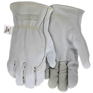 Memphis 3224L Road Hustler 3224 Premium Grade Drivers Gloves, L, Cowhide Leather Palm, Beige, Gunn Cut/Standard Finger/Wing Thumb, Kevlar® Thread/Leather
