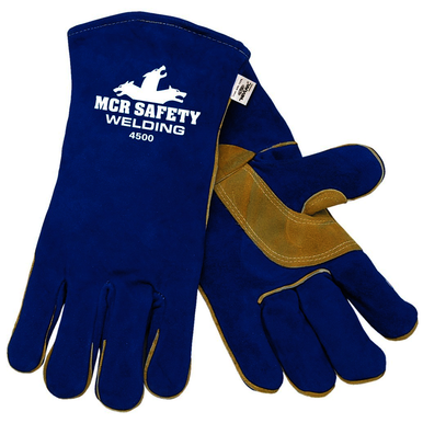 MCR Safety 4500M Mediium Size, Leather, Blue , Welding Gloves