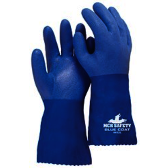 Memphis 6632XXL 6632 BlueCoat Dipped Premium Grade Fully Coated Gloves, 2XL, PVC Palm, Blue, Standard Finger/Wing Thumb, Cotton Thread/Polyester/PVC