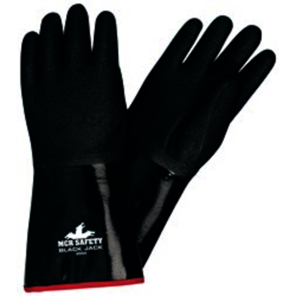 Black Jack Series, Black Neoprene Coated Work Gloves, Multi-Dipped Etched Rough Neoprene, 14 in L