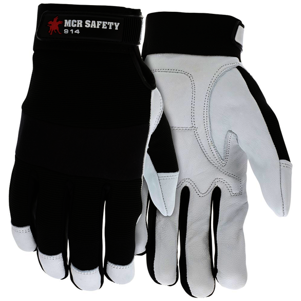 MCR Safety 914L Men's Size Large, Women's Size Large, Leather, Leather Palm