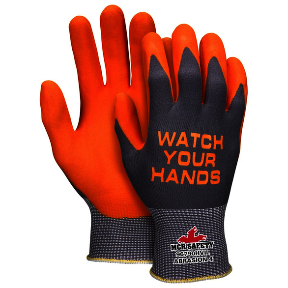 MCR Safety 96790HVIL Size Large, Nitrile Coated, Nylon, Palm Coated Gloves