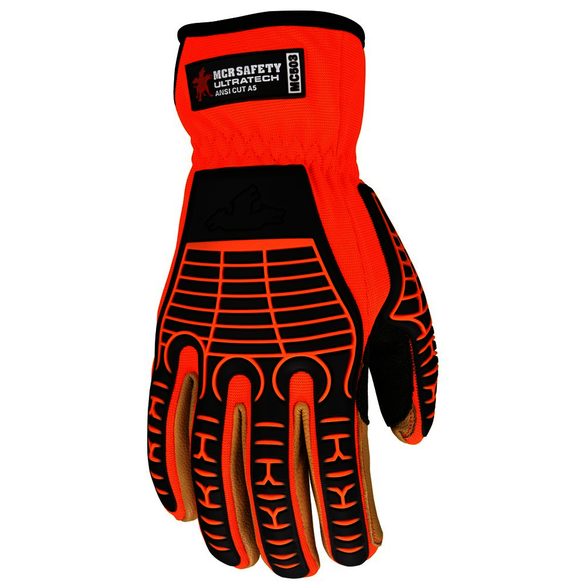 MCR Safety MC503L Size Large, Leather, Knitwrist Cuff, Cut Resistant Gloves