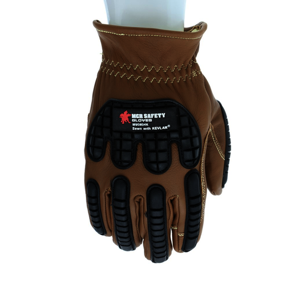MCR Safety MU3634KL Men's Size Large, Women's Size Large, Leather, Leather Palm